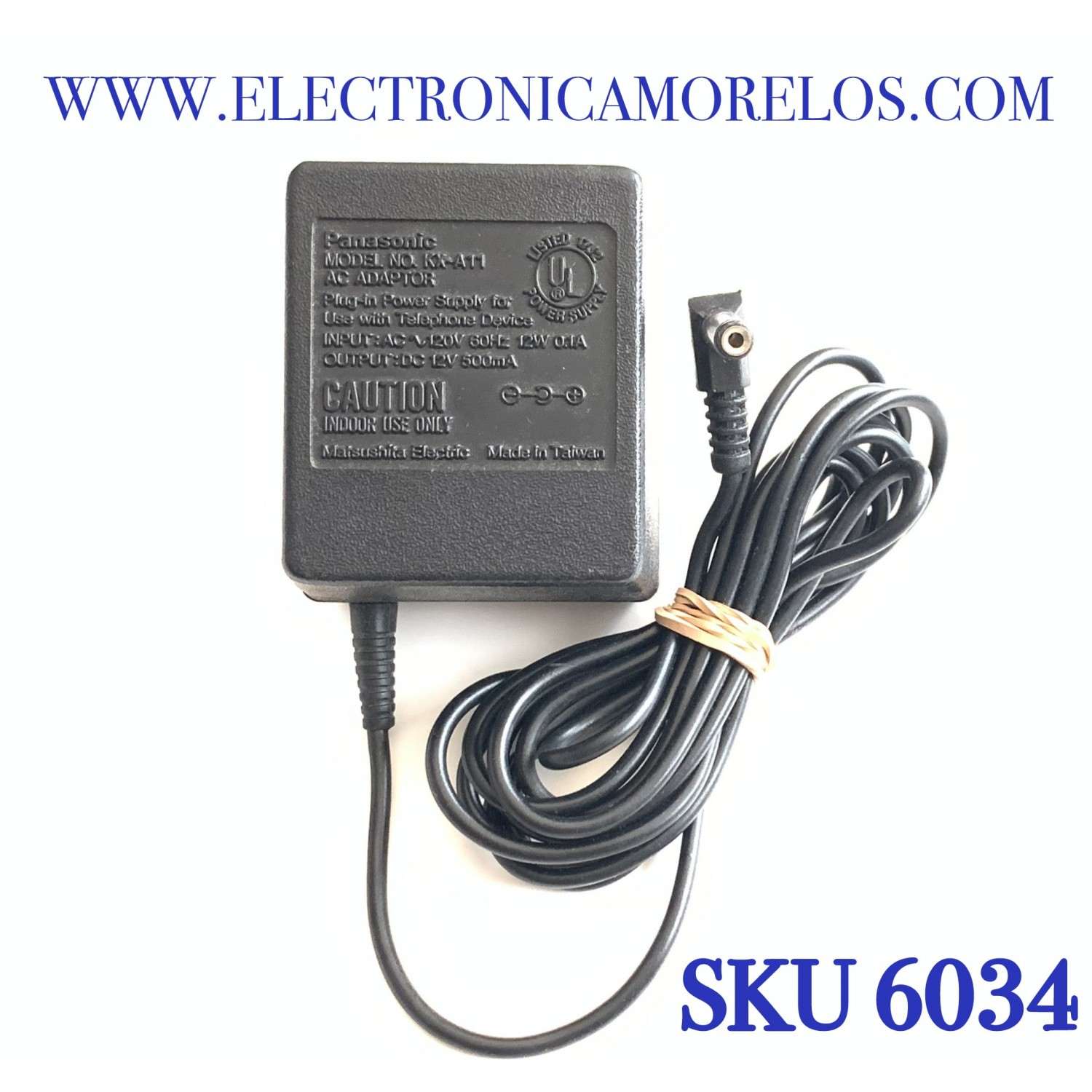 CARGADOR / ADAPTADOR DE FUENTE DE ALIMENTACION PANASONIC AC /  VCA- VCD  NUMERO DE PARTE KX-A11 / ENTRADA VCA 120V 60HZ 12W 0.1A / SALIDA VCD 12V 500MA / MODELO KX-A11